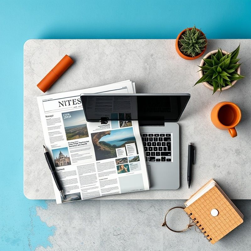 Financijske novine i laptop na sivom radnom stolu
